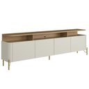 Ver imagem 1 de Rack para Sala de Estar Tv 75 Pol 4 Portas 220cm Pés Dourado Clio I03 Louro Luna - Lyam
