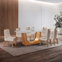 Ver imagem 1 de Conjunto de Jantar Mesa Maceió Tampo MDF e Vidro com 6 Cadeiras Atena Yescasa Bege/Castanho Cinamomo/Pena/Off White