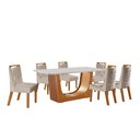 Ver imagem 2 de Conjunto de Jantar Mesa Maceió Tampo MDF e Vidro com 6 Cadeiras Atena Yescasa Bege/Castanho Cinamomo/Pena/Off White