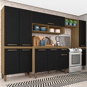 Armário de Cozinha Tieli 5 Peças Boreal/preto - Móveis Arapongas Boreal/preto Fosco