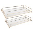 Ver imagem 1 de Conjunto com 2 Bandejas Decorativas Douradas em Metal