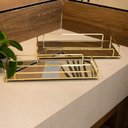 Ver imagem 5 de Conjunto com 2 Bandejas Decorativas Douradas em Metal
