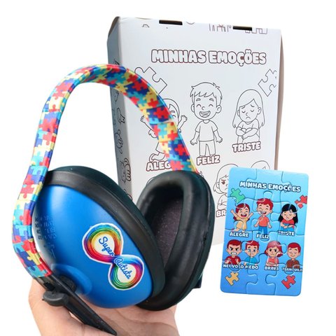 Abafador de Ruido para Autistas com Super Caixa para Colorir e Quebra-cabeça