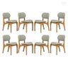 Kit 8 Cadeiras de Jantar Estofada Rafine Madeira Castanho Linho Verde - 1