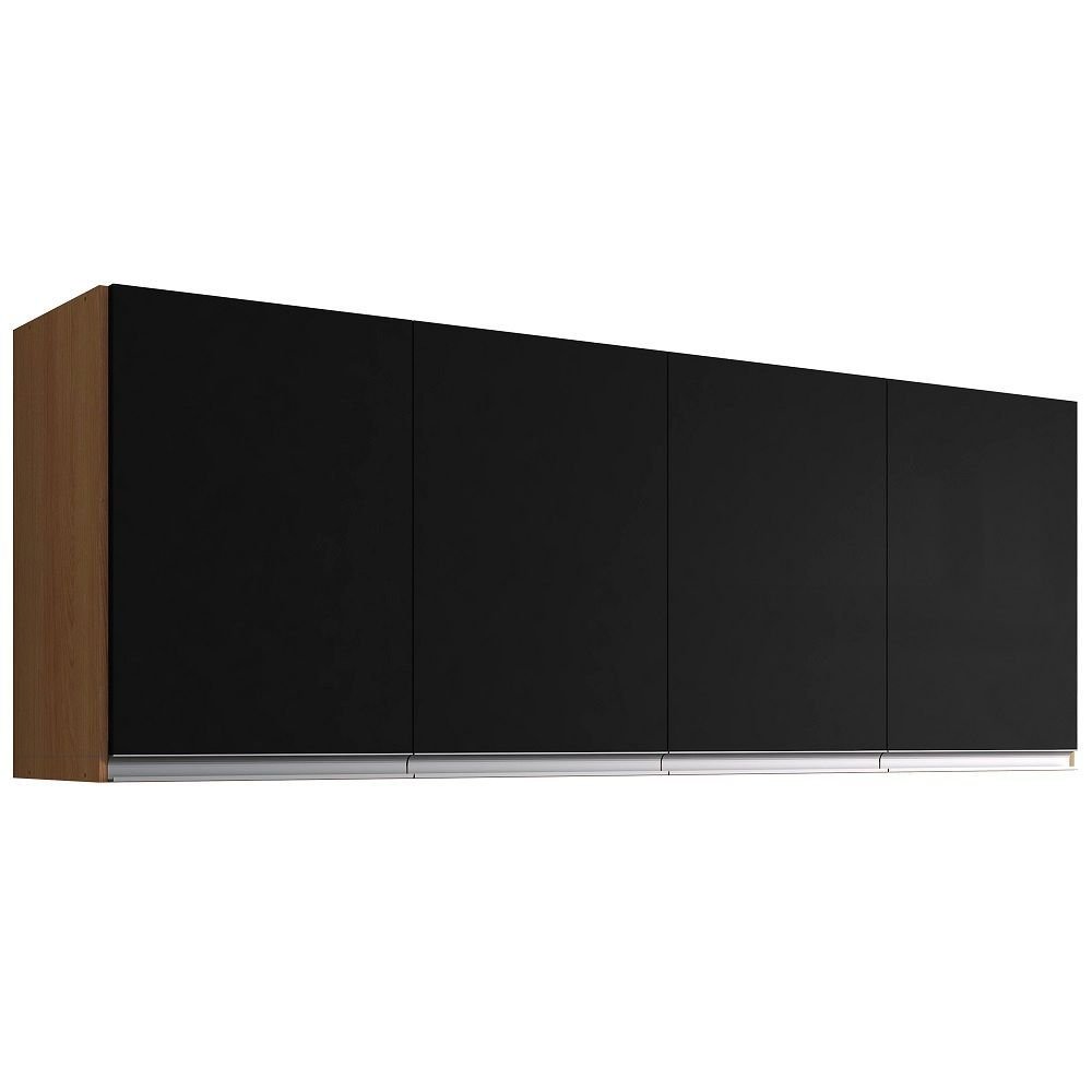 Armário Aéreo 4 Portas Andréia 150cm Amêndoa/preto - Ajl Móveis