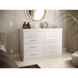 Cômoda Branca para Quarto Espaçosa Reforçada com 8 Gavetas Gênova - 2