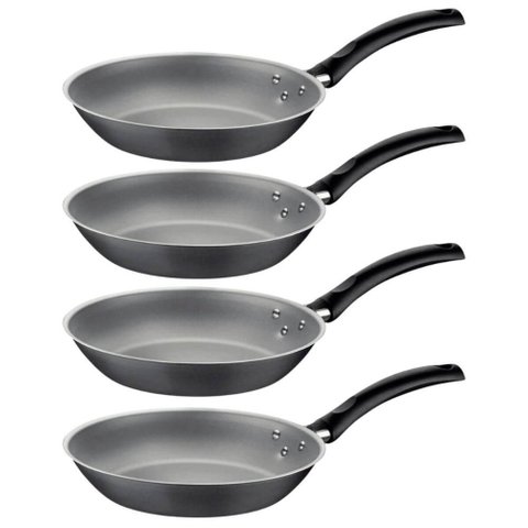 Jogo 4 Frigideiras Alumínio Starflon Max Antiaderentes Chumbo 30cm Tramontina Turim Cozinha Mesa