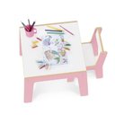Ver imagem 2 de Conjunto Mesa Infantil Cadeira Madeira Kit Mesinha Rosa Poltrona MDF Crianca Escolar Cadeirinha Mult