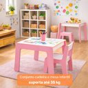 Ver imagem 4 de Conjunto Mesa Infantil Cadeira Madeira Kit Mesinha Rosa Poltrona MDF Crianca Escolar Cadeirinha Mult