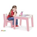 Ver mais imagens de Conjunto Mesa Infantil Cadeira Madeira Kit Mesinha Rosa Poltrona MDF Crianca Escolar Cadeirinha Mult