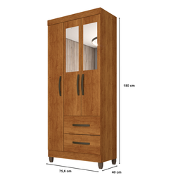 Roupeiro Estrela 3 Portas 2 Gavetas com Espelho - Sallêto:Cinamomo - 3