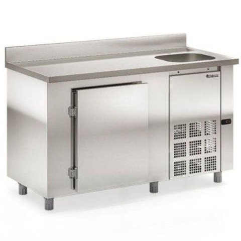 Balcão de Encosto com 1 Porta e 1 Pia Lado Direito Gbfe150cd Gelopar Balcão 347 Litros Inox 220v