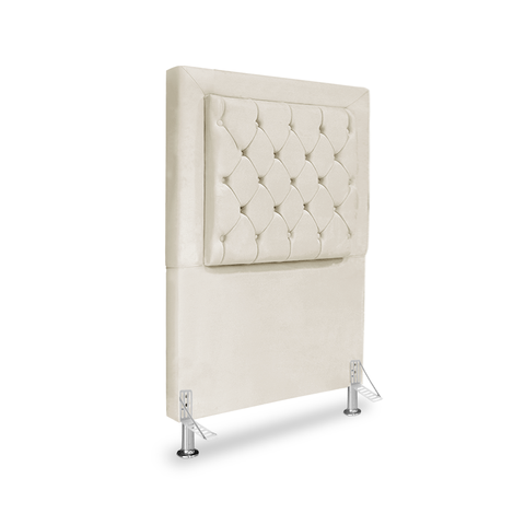Cabeceira de Cama Box Solteiro 90 Cm Baronesa - Veludo Bege Claro