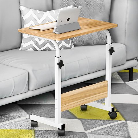 Mesa Multiuso com Rodinhas Altura Ajustável - para Notebook, Tablet no Sofá e Cama