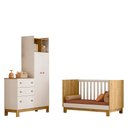 Ver imagem 2 de Quarto de Bebê com Berço Mini Cama e Roupeiro com Cômoda Qencanto Slim Freijó Branco Acetinado Qmovi