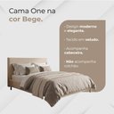 Ver imagem 2 de Cama de Casal One com Cabeceira Estofada Bege em Madeira de Eucalipto Bege