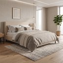 Ver imagem 1 de Cama de Casal One com Cabeceira Estofada Bege em Madeira de Eucalipto Bege