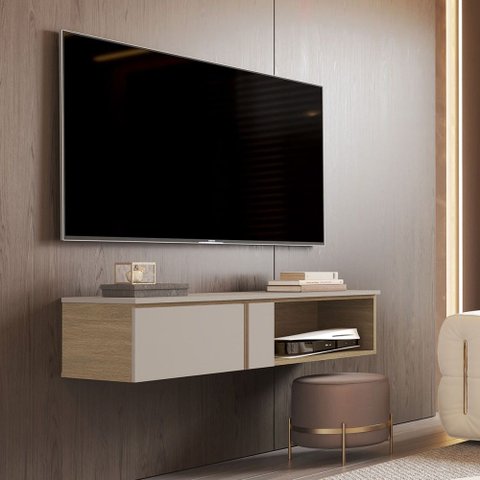Rack para TV até 50 Polegadas Decor 1.16 Suspenso 1 Gaveta Hanover/Fendi - Giga Móveis