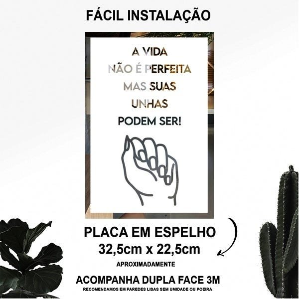 Placa De Frases Manicure Em Espelho Jateado Modelo FR6OP - 2
