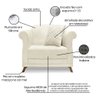 Kit 2 Poltronas e Sofá Living 2 Lugares 1,80m Vênus Linho Natural Pés Castanho - Pallazio - 7
