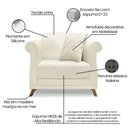 Ver imagem 7 de Kit 2 Poltronas e Sofá Living 2 Lugares 1,80m Vênus Linho Natural Pés Castanho - Pallazio