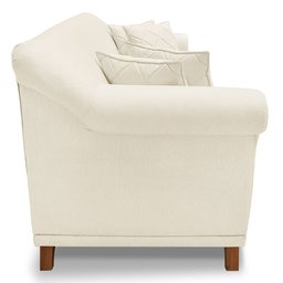 Kit 2 Poltronas e Sofá Living 2 Lugares 1,80m Vênus Linho Natural Pés Castanho - Pallazio - 5