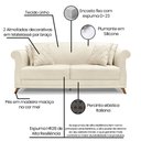 Ver imagem 6 de Kit 2 Poltronas e Sofá Living 2 Lugares 1,80m Vênus Linho Natural Pés Castanho - Pallazio