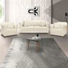 Kit 2 Poltronas e Sofá Living 2 Lugares 1,80m Vênus Linho Natural Pés Castanho - Pallazio - 2