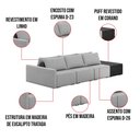 Ver imagem 3 de Sofá Ilha 3 Lugares Living 312cm Modulado para Sala Lary Linho Cinza/pu Pto K01 - D'Rossi
