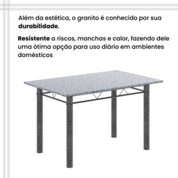 Conjunto de Mesa Tubular 120cm X 75cm Tampo Granito Ocre com 4 Cadeiras Lara - 8