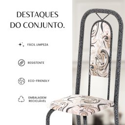Conjunto de Mesa Tubular 120cm X 75cm Tampo Granito Ocre com 4 Cadeiras Lara - 12