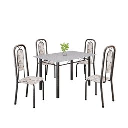 Conjunto de Mesa Tubular 120cm X 75cm Tampo Granito Ocre com 4 Cadeiras Lara - 2