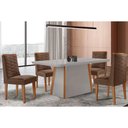 Ver imagem 1 de Conjunto Sala de Jantar Tilia C/ Tampo Madeirado C/ Vidro Canto Curvo 120x80cm e 4 Cadeiras Dafne