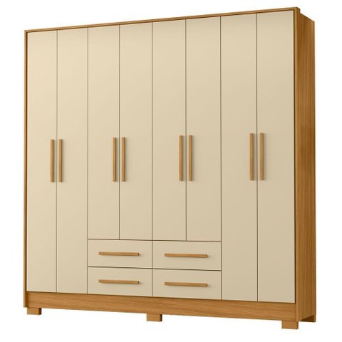 Guarda Roupa Casal Paraty 8 Portas 4 Gavetas Carvalho Americano Off White - Incorplac