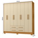 Ver imagem 3 de Guarda Roupa Casal Paraty 8 Portas 4 Gavetas Carvalho Americano Off White - Incorplac