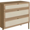 Ver imagem 2 de Cômoda 3 Gavetas Palhinha Pé Madeira 27934 Oslo Artesano - Hanover/pé Roble