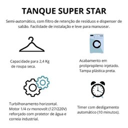 Tanquinho Super Star - Lave Mais - Cor Preto - 3