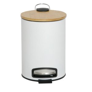Lixeira Pedal Bambu Branco Mimo Alx23282