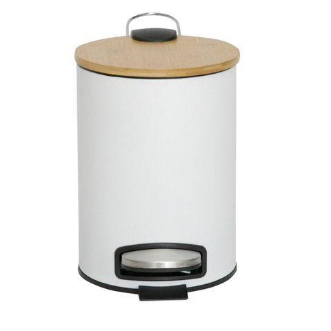 Lixeira Pedal Bambu Branco Mimo Alx23282