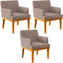Ver imagem 1 de Kit 3 Poltronas Decorativas Para Sala De Estar E Recepção Beatriz W01 Bouclê Bege - Lyam Decor
