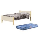 Ver imagem 1 de Cama Solteiro Simba Areia Fosco com Pés Madeira Natural e Colchão D20 - Reller Móveis Areia Fosco