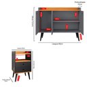 Ver mais imagens de Kit Aparador Buffet Wood New Cinza 3 Portas e Mesa de Cabeceira Dream 2 Gavetas Retrô Preto|