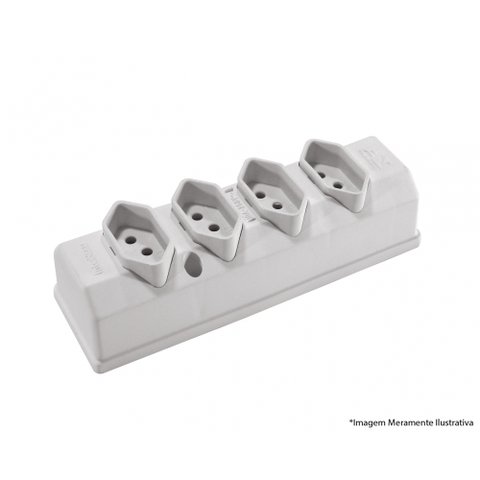 Tomada Barra Hercules 2p+t 4tom Cinza 20a