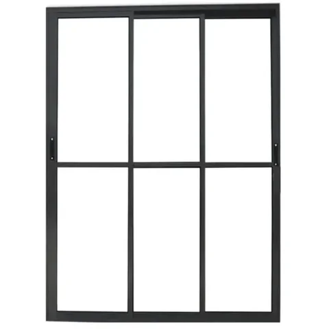 Porta de Aluminio Sacada 3 Folhas Móveis com Trinco Linha Leve:preto/2,10 X 1,20