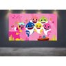 Painel de Festa Baby Shark Rosa 8 - 1,50 x 1,50 - 1