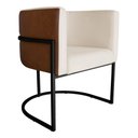 Ver imagem 1 de Poltrona Decorativa Cristal Base Preta Veludo Bege/pu Caramelo - Montanaris Decor