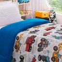 Ver imagem 3 de Edredom Fantasy Carros Solteiro Infantil Tecido Malha 100% Algodão Macio Antialérgico - Azul