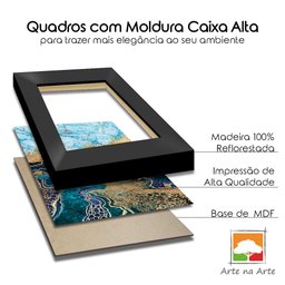 Quadro Premium Textura CX Alta Folhas Ouro em Bege 3un 40x60 - Moldura Ocre - 7
