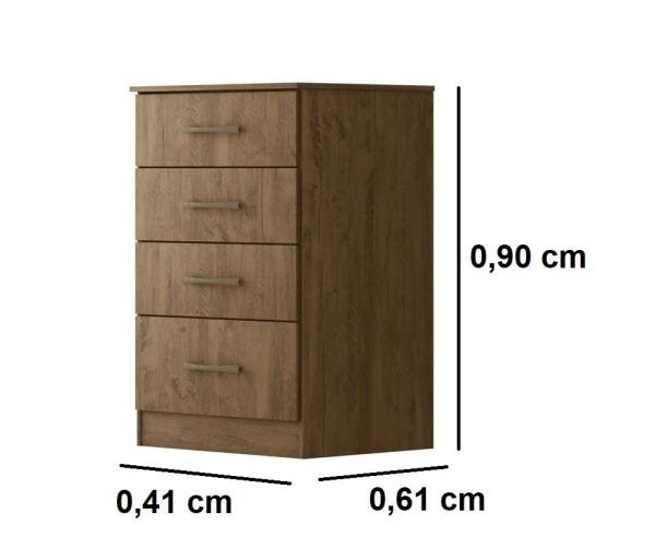 Cômoda 4 Gavetas COR CASTANHO WOOD - MS913 MOVAL - 3