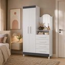Ver imagem 1 de Guarda-Roupa com Cômoda Embutida 2 Portas 4 Gavetas New Capri - Branco Titanium Flex - Albatroz